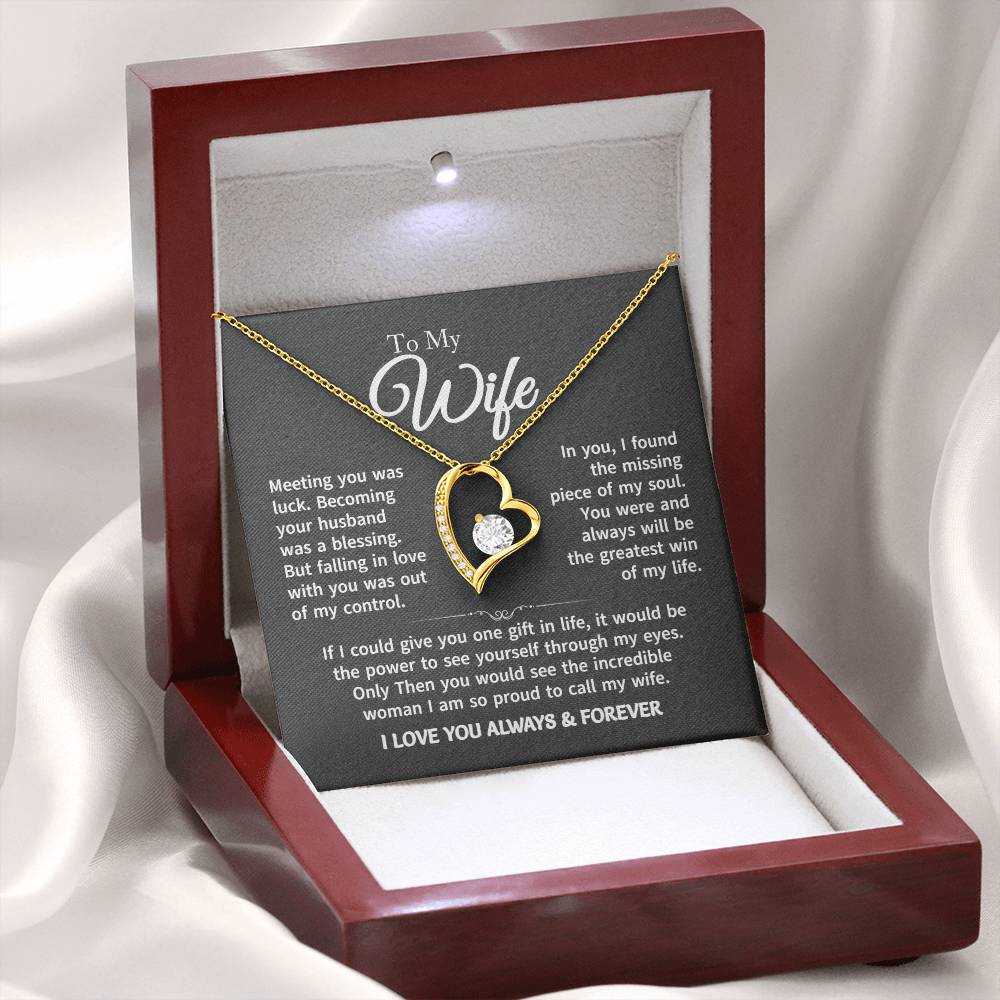 Gift For Wife - Gold Plated Heart Necklace To My Wife For Her Birthday, Valentine's Day, Christmas, Anniversary