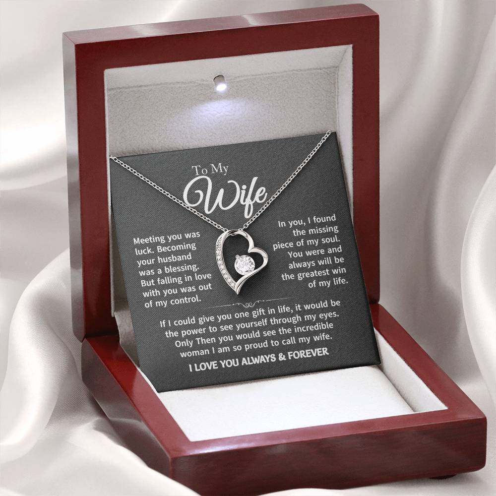 Gift For Wife - Gold Plated Heart Necklace To My Wife For Her Birthday, Valentine's Day, Christmas, Anniversary