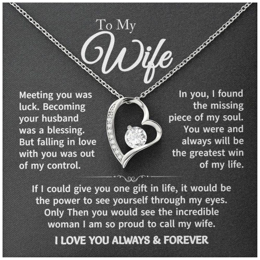 Gift For Wife - Gold Plated Heart Necklace To My Wife For Her Birthday, Valentine's Day, Christmas, Anniversary