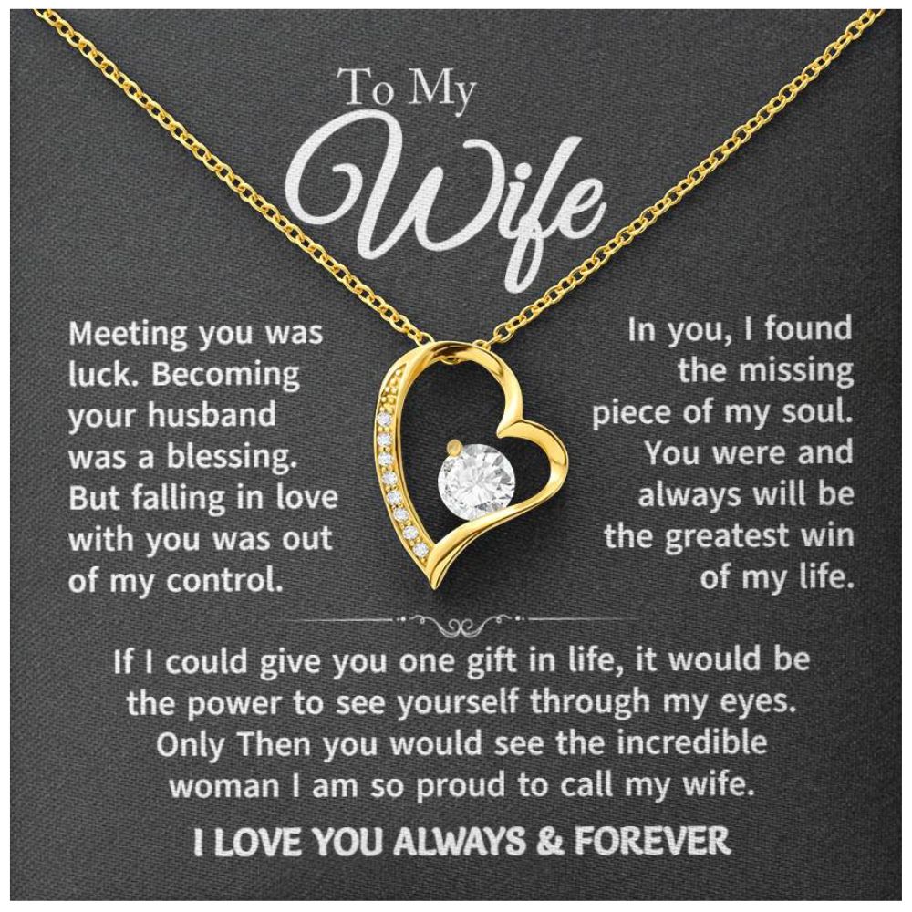 Gift For Wife - Gold Plated Heart Necklace To My Wife For Her Birthday, Valentine's Day, Christmas, Anniversary