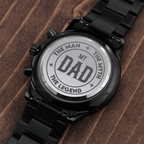 Custom Engraved Men's Black Chronograph Watch - Personalized Gift