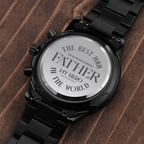 Personalized Men's Black Chronograph Watch – Custom Engraved Gift for Anniversary, Father's Day & Groomsmen