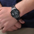Personalized Men's Black Chronograph Watch – Custom Engraved Gift for Anniversary, Father's Day & Groomsmen