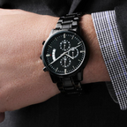 Personalized Men's Black Chronograph Watch – Custom Engraved Gift for Anniversary, Father's Day & Groomsmen