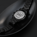 Custom Engraved Men's Black Chronograph Watch - Personalized Gift