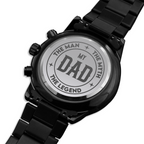 Custom Engraved Men's Black Chronograph Watch - Personalized Gift