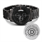 Personalized Men's Black Chronograph Watch | Engraved Gift for Dad, Father of the Groom & Anniversaries
