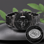 Custom Engraved Men's Black Chronograph Watch - Personalized Gift