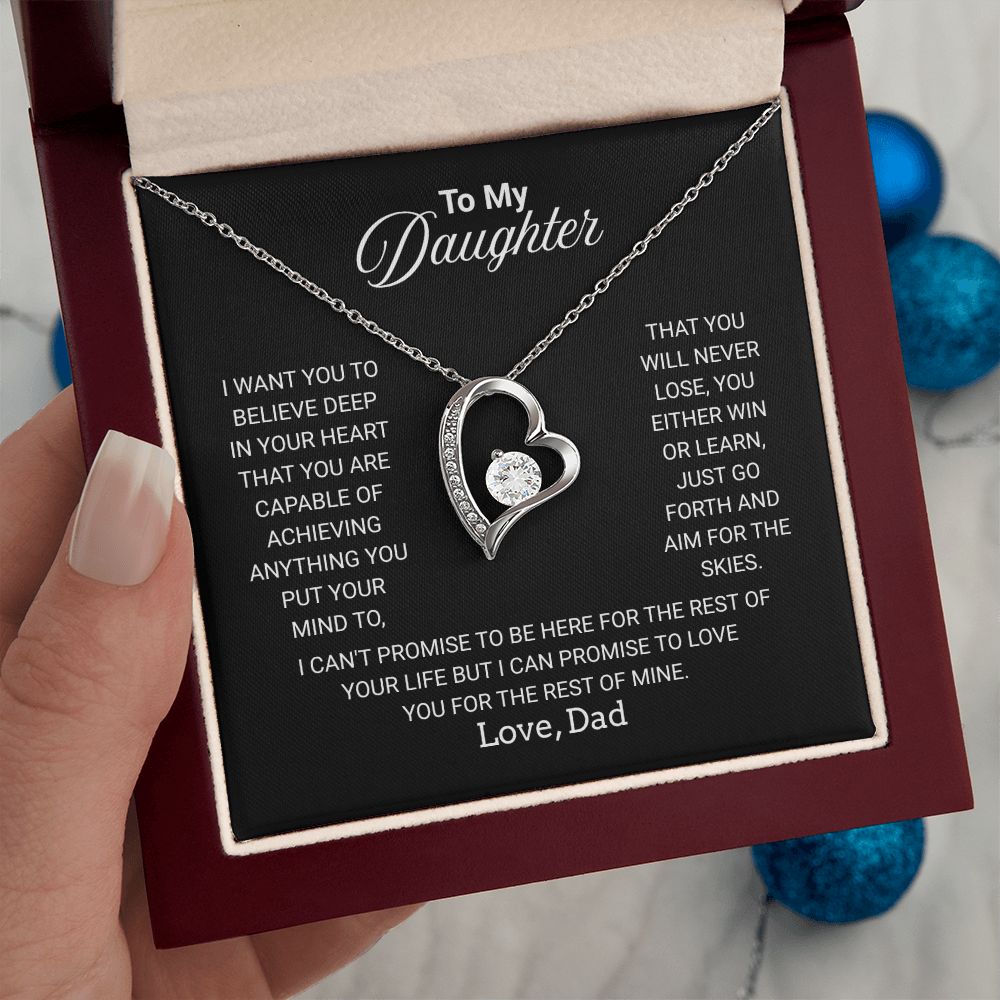 Gift For Daughter Necklace From Dad With Heartfelt Message - Jewelry Gifts For Graduation for Her From Mom or Daddy
