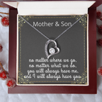 Mother Son Necklace, Forever Love Necklace with Heartfelt Message Card & Box