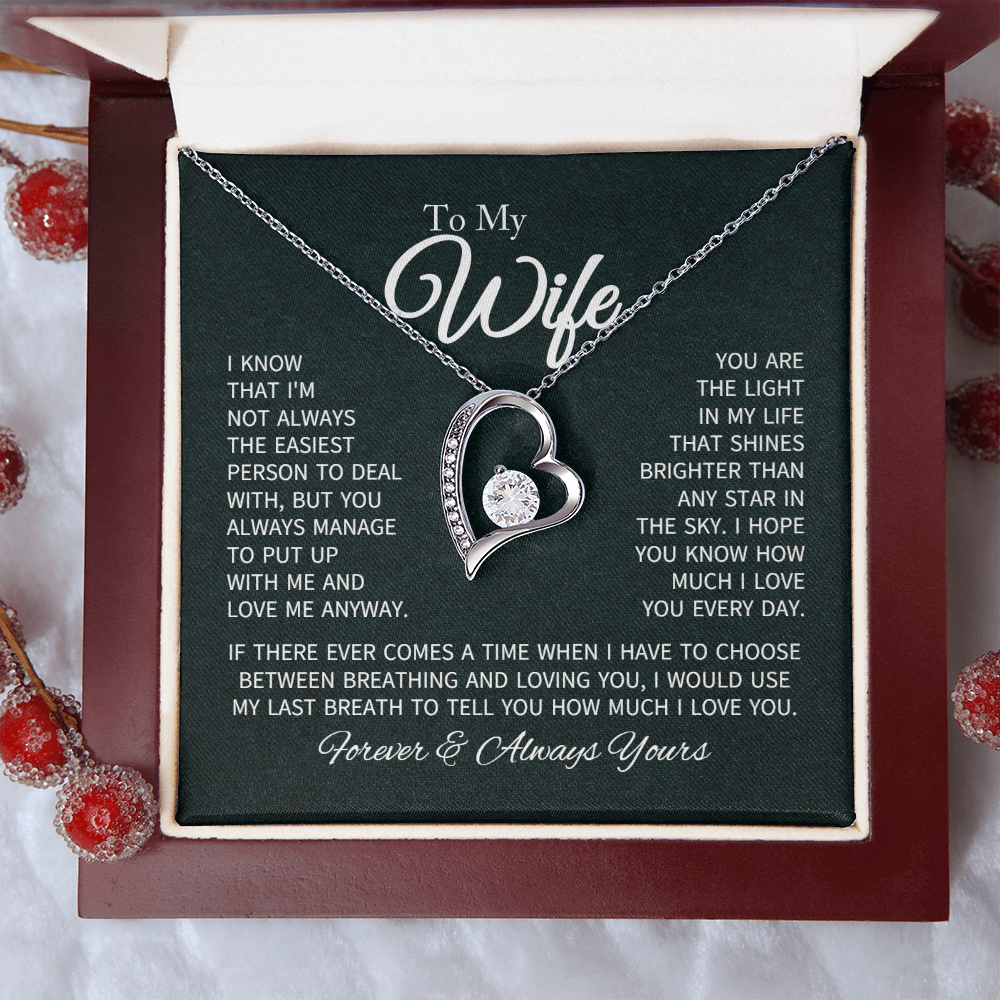 To My Wife Necklace From Husband With Heartfelt Message - Gift For Wife - Anniversary, Birthday, Christmas or Valentine Day Gifts