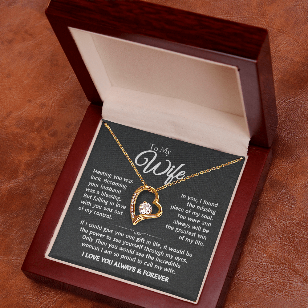 Gift For Wife - Gold Plated Heart Necklace To My Wife For Her Birthday, Valentine's Day, Christmas, Anniversary