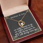 Mother Son Necklace, Forever Love Necklace with Heartfelt Message Card & Box