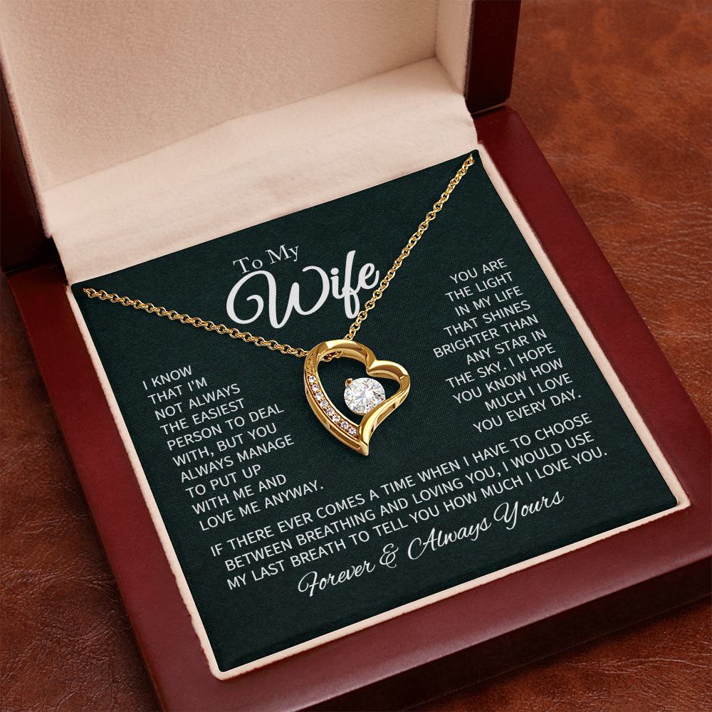 To My Wife Necklace From Husband With Heartfelt Message - Gift For Wife - Anniversary, Birthday, Christmas or Valentine Day Gifts