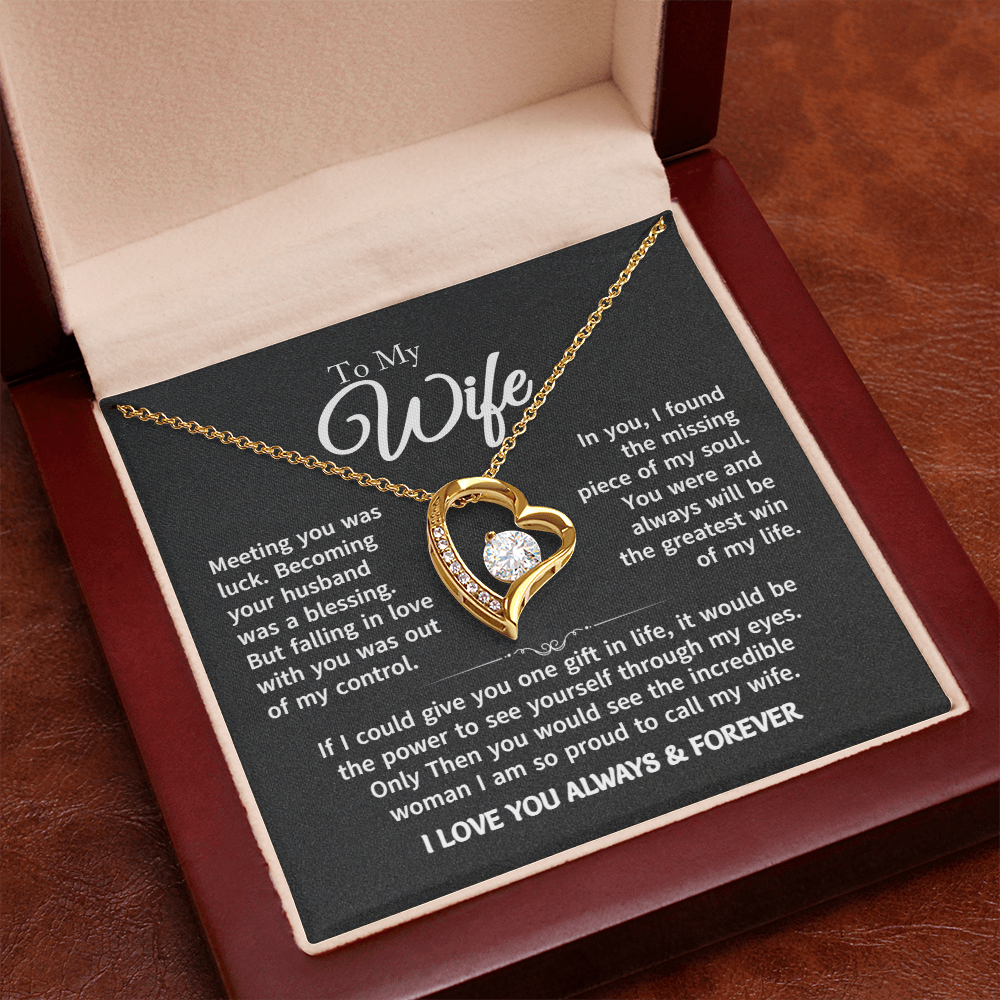 Gift For Wife - Gold Plated Heart Necklace To My Wife For Her Birthday, Valentine's Day, Christmas, Anniversary