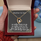 Mother Son Necklace, Forever Love Necklace with Heartfelt Message Card & Box