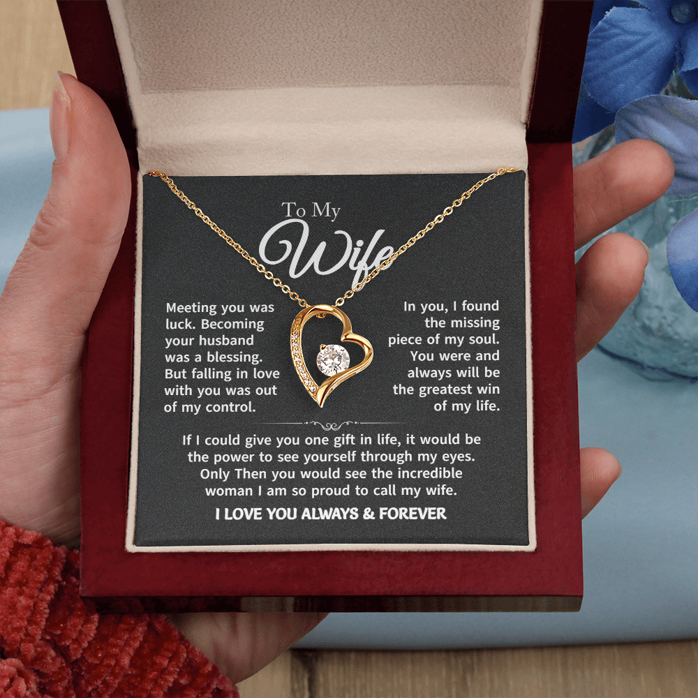 Gift For Wife - Gold Plated Heart Necklace To My Wife For Her Birthday, Valentine's Day, Christmas, Anniversary