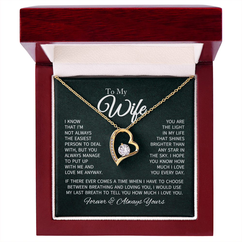 To My Wife Necklace From Husband With Heartfelt Message - Gift For Wife - Anniversary, Birthday, Christmas or Valentine Day Gifts