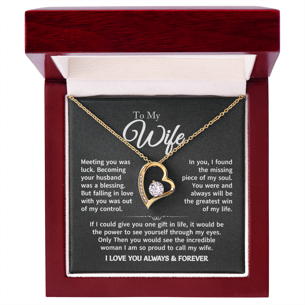 Gift For Wife - Gold Plated Heart Necklace To My Wife For Her Birthday, Valentine's Day, Christmas, Anniversary