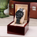 Personalized Men's Black Chronograph Watch – Custom Engraved Gift for Anniversary, Father's Day & Groomsmen