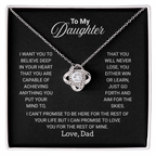 To My Daughter Necklace From Dad With Heartfelt Message - Jewelry Gifts For Graduation for Her From Mom or Daddy
