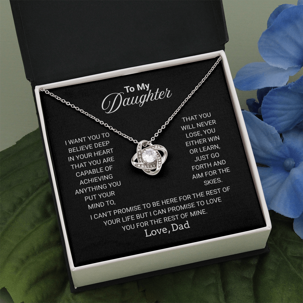 To My Daughter Necklace From Dad With Heartfelt Message - Jewelry Gifts For Graduation for Her From Mom or Daddy