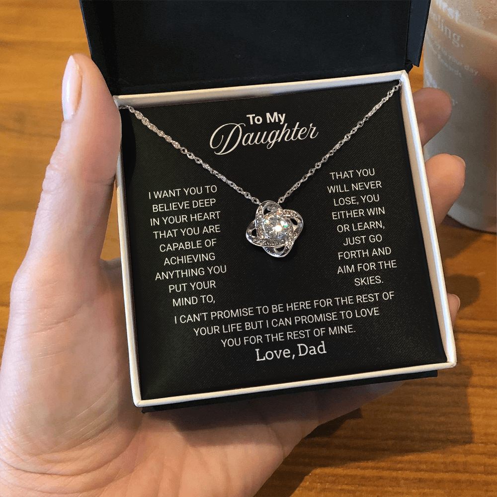 To My Daughter Necklace From Dad With Heartfelt Message - Jewelry Gifts For Graduation for Her From Mom or Daddy