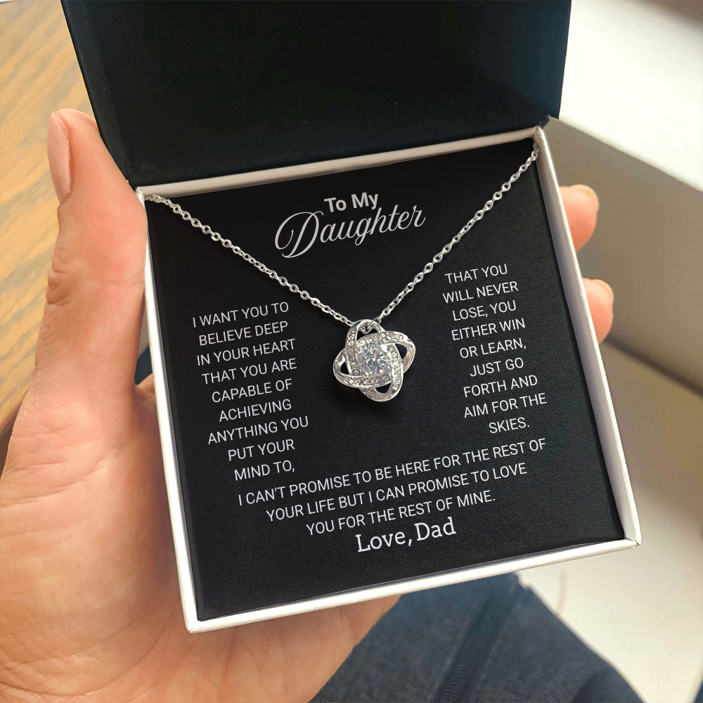 To My Daughter Necklace From Dad With Heartfelt Message - Jewelry Gifts For Graduation for Her From Mom or Daddy