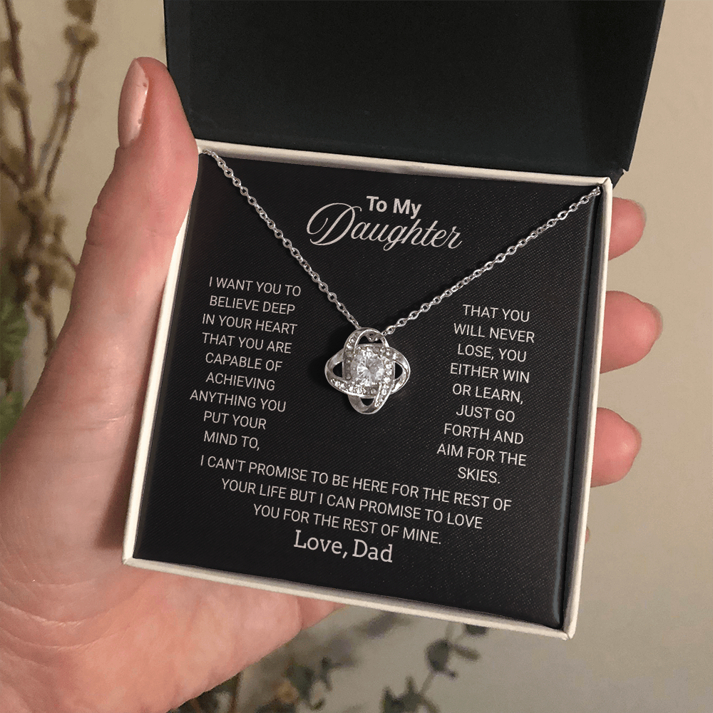 To My Daughter Necklace From Dad With Heartfelt Message - Jewelry Gifts For Graduation for Her From Mom or Daddy
