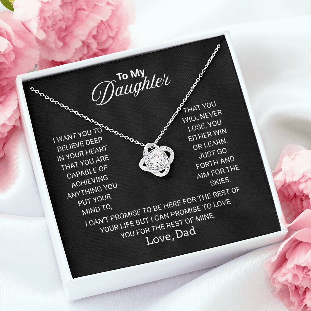 To My Daughter Necklace From Dad With Heartfelt Message - Jewelry Gifts For Graduation for Her From Mom or Daddy
