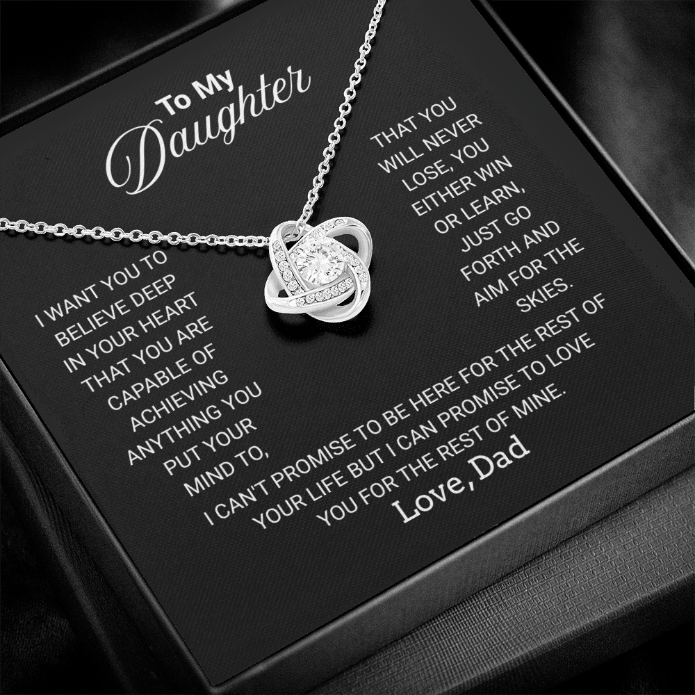 To My Daughter Necklace From Dad With Heartfelt Message - Jewelry Gifts For Graduation for Her From Mom or Daddy
