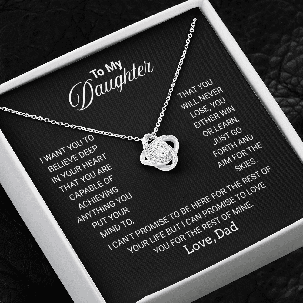 To My Daughter Necklace From Dad With Heartfelt Message - Jewelry Gifts For Graduation for Her From Mom or Daddy