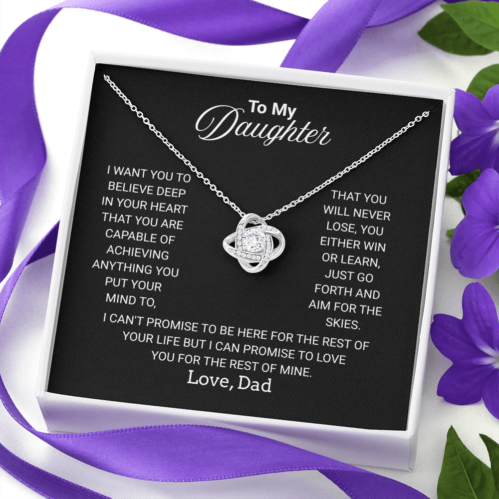 To My Daughter Necklace From Dad With Heartfelt Message - Jewelry Gifts For Graduation for Her From Mom or Daddy