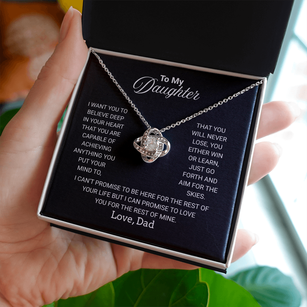 To My Daughter Necklace From Dad With Heartfelt Message - Jewelry Gifts For Graduation for Her From Mom or Daddy