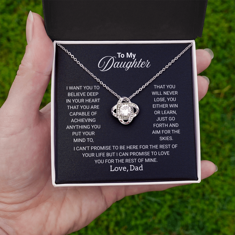 To My Daughter Necklace From Dad With Heartfelt Message - Jewelry Gifts For Graduation for Her From Mom or Daddy