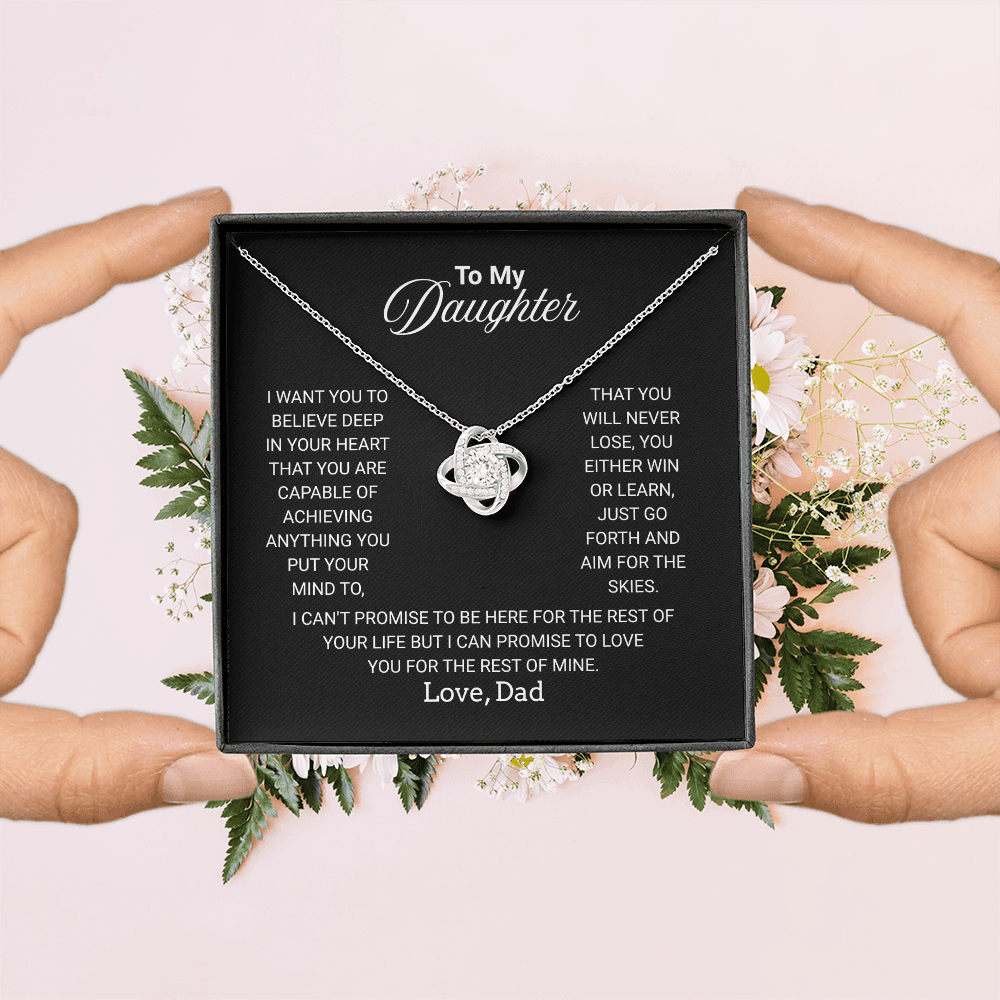 To My Daughter Necklace From Dad With Heartfelt Message - Jewelry Gifts For Graduation for Her From Mom or Daddy