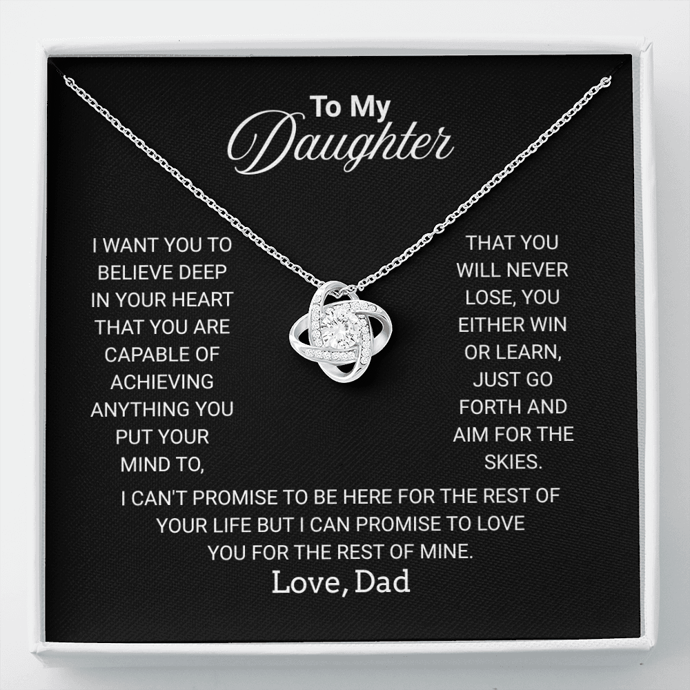 To My Daughter Necklace From Dad With Heartfelt Message - Jewelry Gifts For Graduation for Her From Mom or Daddy