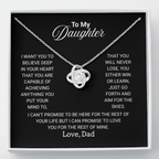 To My Daughter Necklace From Dad With Heartfelt Message - Jewelry Gifts For Graduation for Her From Mom or Daddy