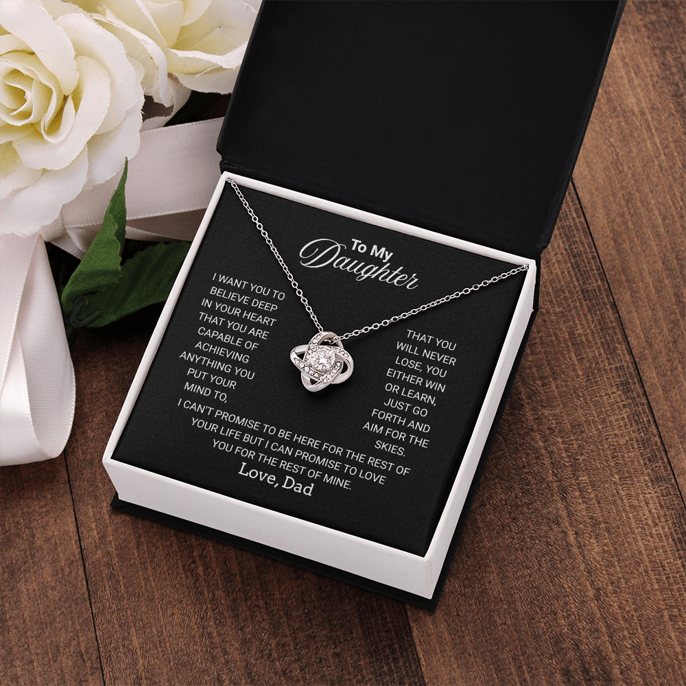 To My Daughter Necklace From Dad With Heartfelt Message - Jewelry Gifts For Graduation for Her From Mom or Daddy