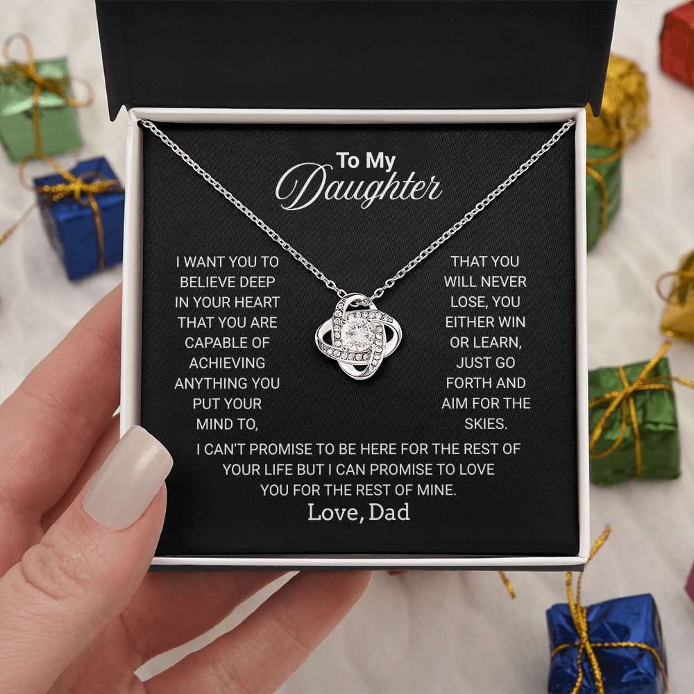 To My Daughter Necklace From Dad With Heartfelt Message - Jewelry Gifts For Graduation for Her From Mom or Daddy