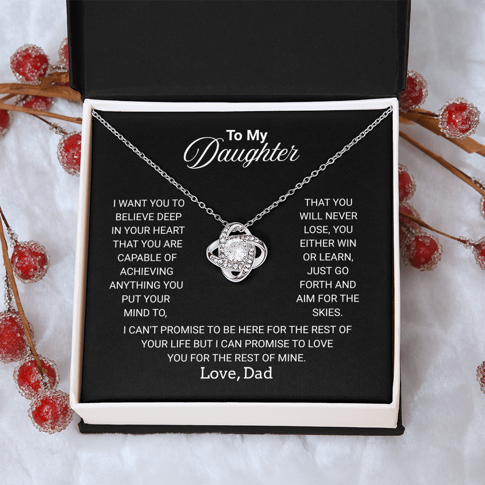To My Daughter Necklace From Dad With Heartfelt Message - Jewelry Gifts For Graduation for Her From Mom or Daddy