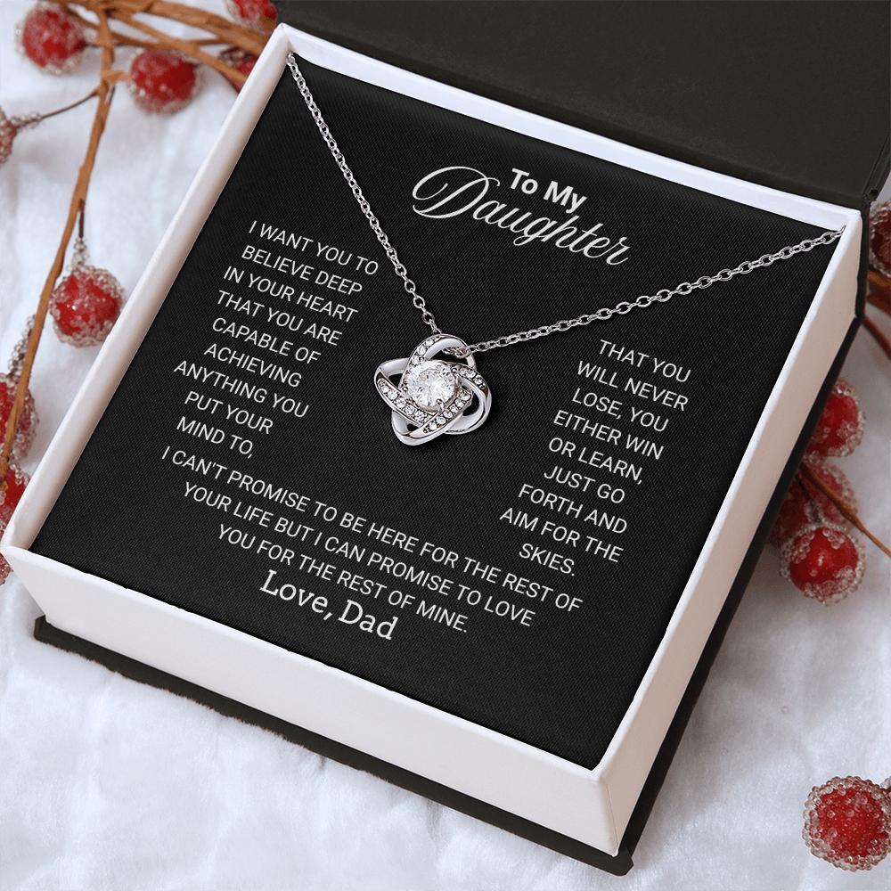 To My Daughter Necklace From Dad With Heartfelt Message - Jewelry Gifts For Graduation for Her From Mom or Daddy