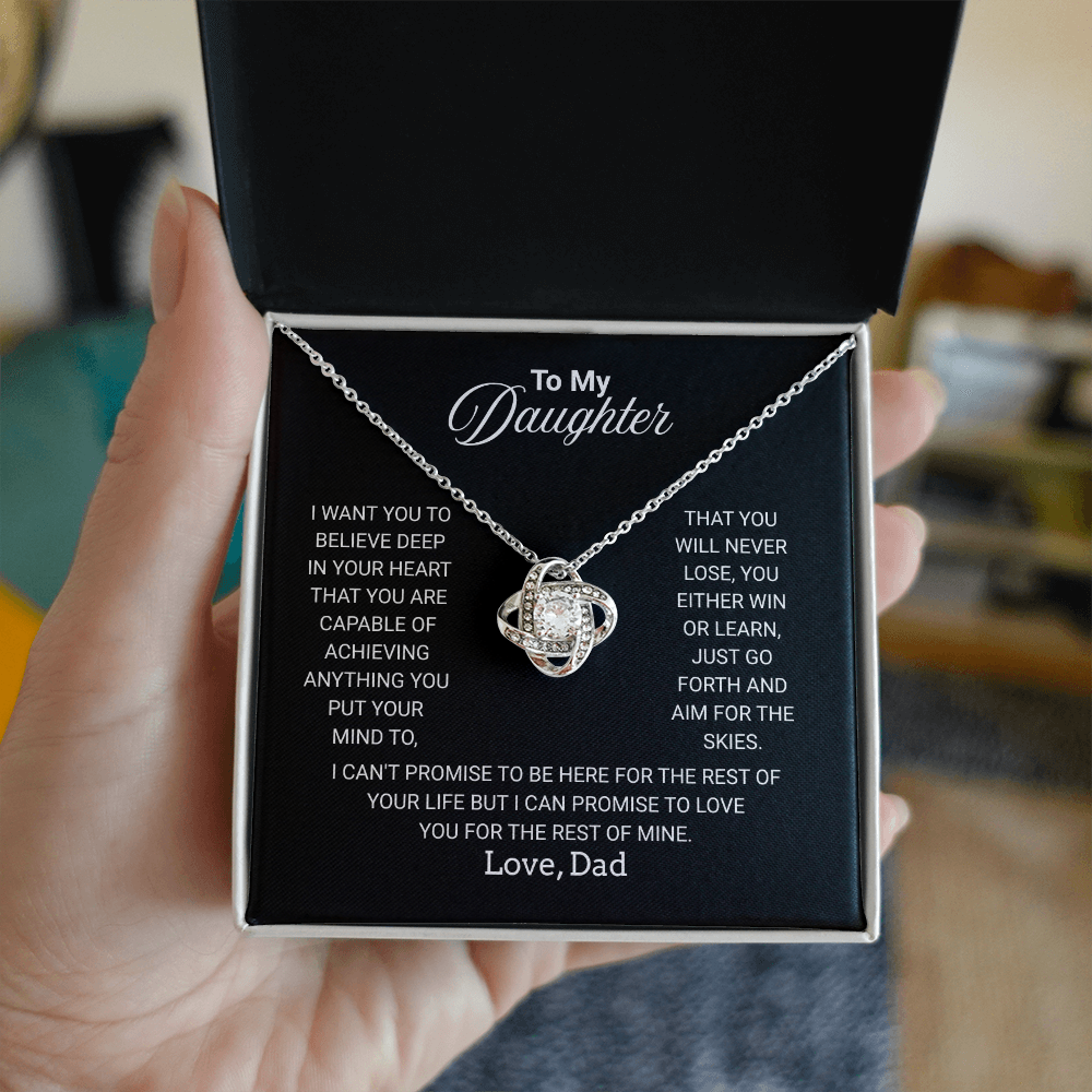 To My Daughter Necklace From Dad With Heartfelt Message - Jewelry Gifts For Graduation for Her From Mom or Daddy