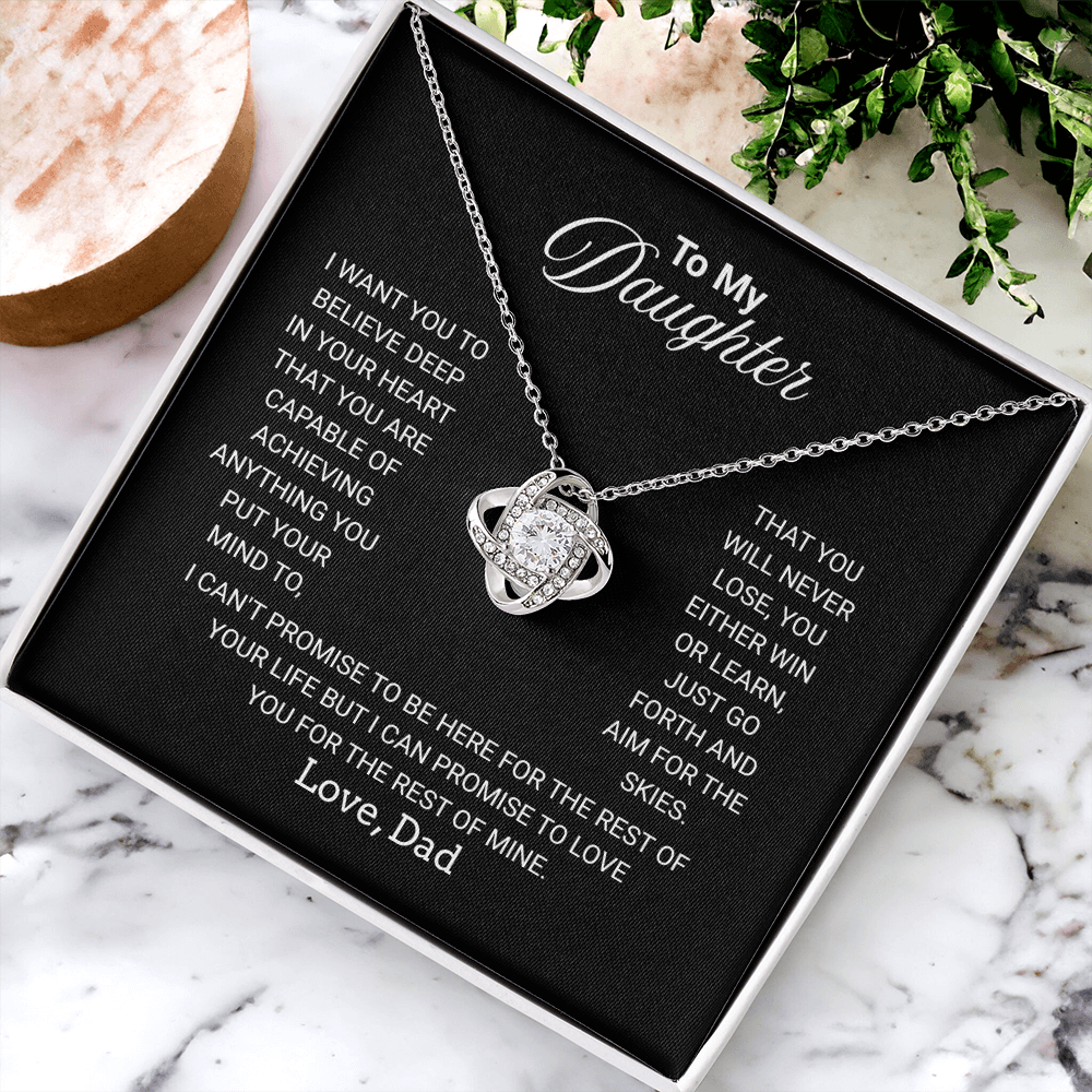 To My Daughter Necklace From Dad With Heartfelt Message - Jewelry Gifts For Graduation for Her From Mom or Daddy