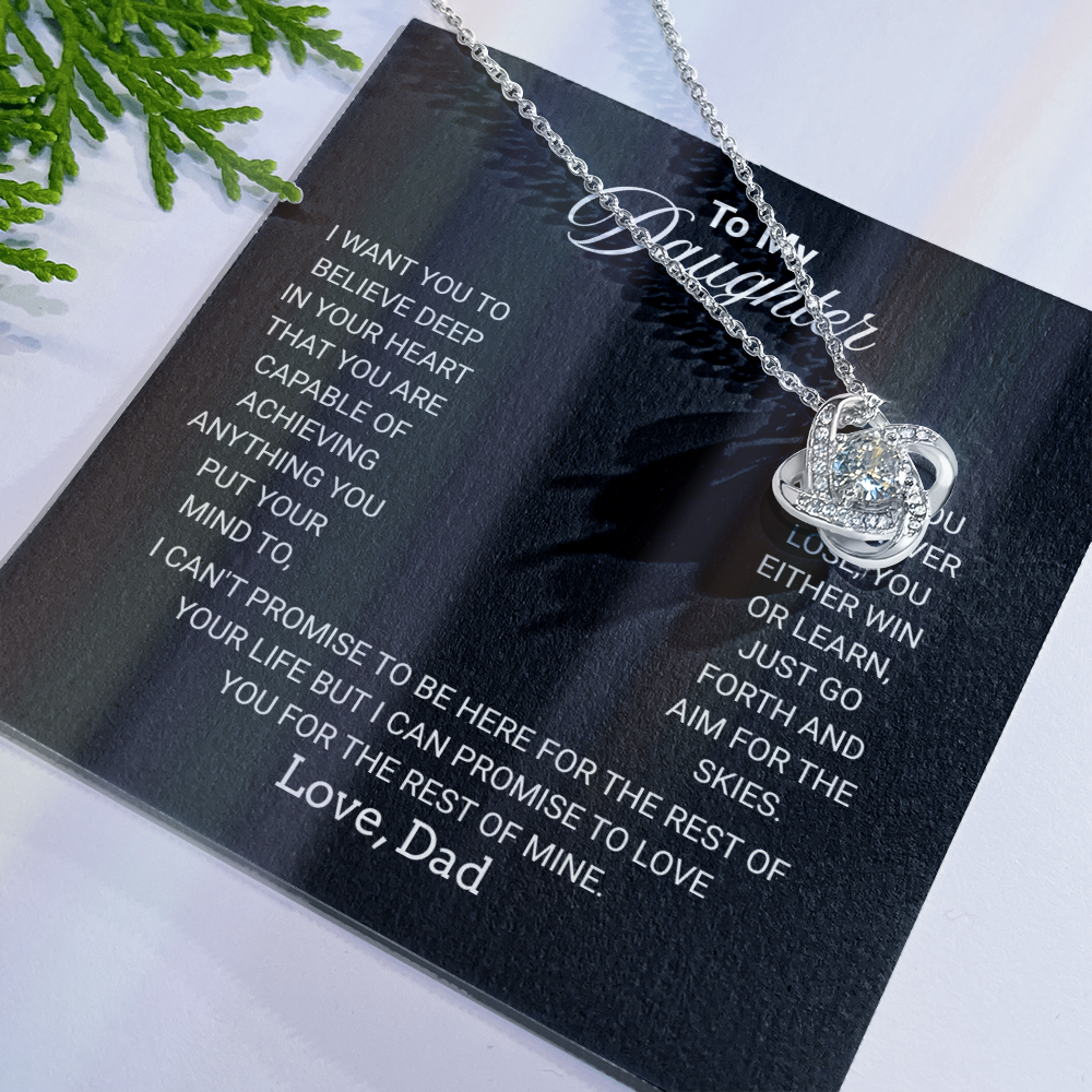 To My Daughter Necklace From Dad With Heartfelt Message - Jewelry Gifts For Graduation for Her From Mom or Daddy
