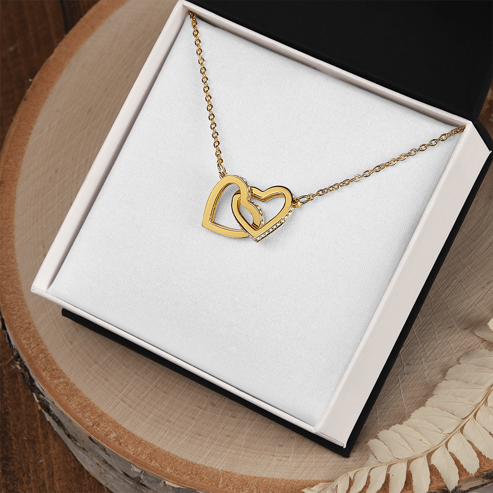 Gift For Her - Interlock Heart Necklace with a Luxury  Box - Gift For Anniversary, Birthday, Christmas or Valentine Day