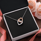Interlock Heart Necklace with a Luxury  Box - Gift For Anniversary, Birthday, Christmas or Valentine Day