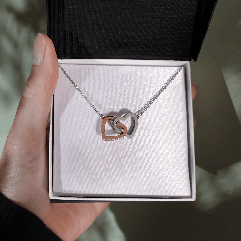 Gift For Her - Interlock Heart Necklace with a Luxury  Box - Gift For Anniversary, Birthday, Christmas or Valentine Day
