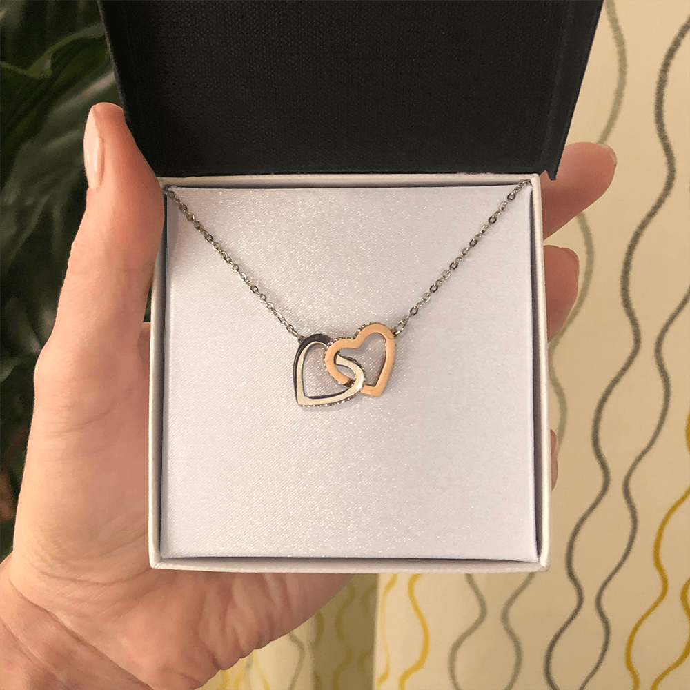Gift For Her - Interlock Heart Necklace with a Luxury  Box - Gift For Anniversary, Birthday, Christmas or Valentine Day