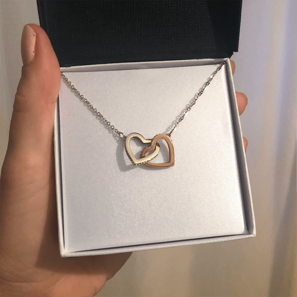 Gift For Her - Interlock Heart Necklace with a Luxury  Box - Gift For Anniversary, Birthday, Christmas or Valentine Day
